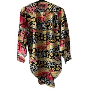 Jim Thompson vintage 100% Thai silk button up tie front top